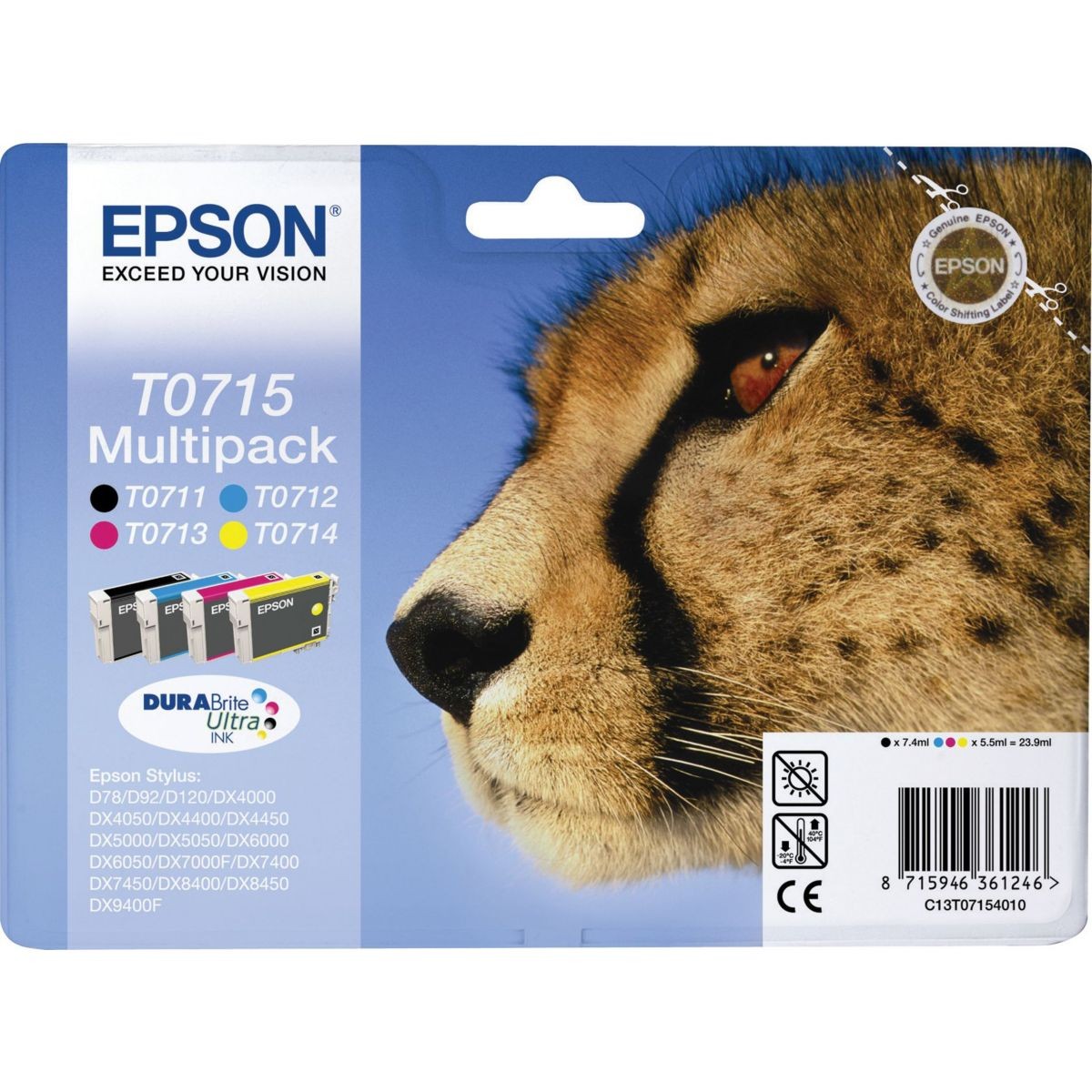 Epson T0715 série Guépard l'exigence de l'encre pigmentée pour des documents d'archive