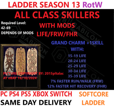 PC PS4 PS5 XBOX SWITCH LADDER Skillers Charm + life GC DIABLO 2 RESURRECTED D2R