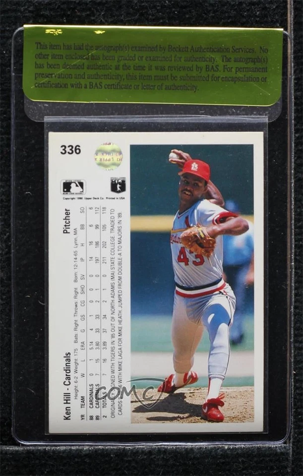 BAS 1990 Upper Deck Ken Hill #336 Authentic Auto - Image 2 of 2