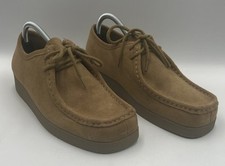 Clarks Galactica Shoes Tan Suede Leather Lace up Size UK 8 EU 42 New