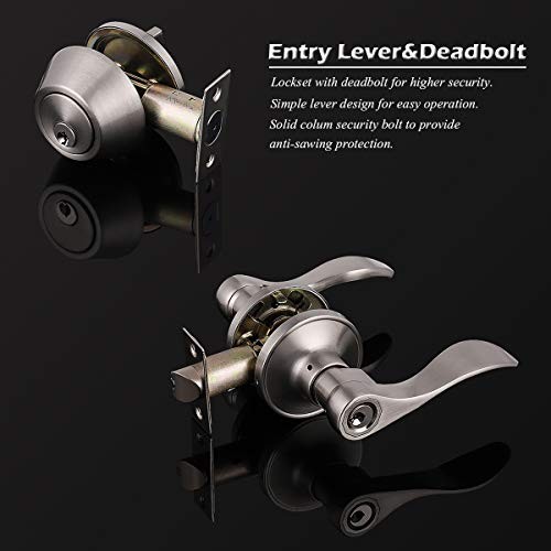 Keyed Alike Front Door Exterior Door Lever Lockset with Single Cylinder - Picture 5 of 7