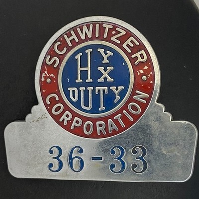 Schwitzer Corp. Indianapolis Enameled ID Badge c1930's-40's Scarce