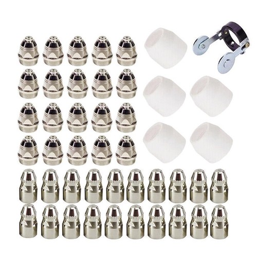 Complete 46 Piece Plasma Cutter Consumables Set Electrodes Tips Shield Cups - Picture 2 of 15