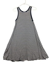Old Navy Swing Tank Dress Womens XS Black White Stretchy Knit Knee Length