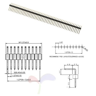 Stiftleiste Schwarz | 40,50 Pin | 1,27mm | 1,2reih Pin Header Breadboard