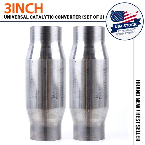 Pair Universal 3 inch Cat Catalytic Converter 410300 High Flow Performance EPA