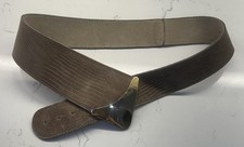 1980's Hip Belt Tan Leather Gold Buckle Calderon Made in USA Size M