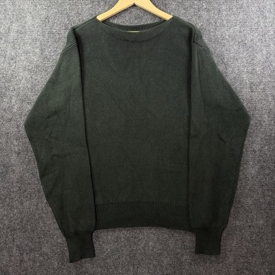 VTG J Crew Knit Oarsman Sweater Mens L Green Fisherman Boat Neck Heavy Cotton