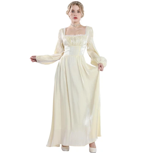 Victorian Regency Dress for Women Square Collar Regency Ball Gown Ren Fairy C...
