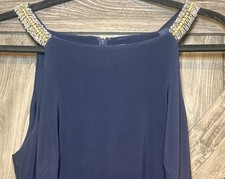 Lauren Ralph Lauren Women  s Sz 10 Evening Ruched Beaded Sheath Dress Navy Blue