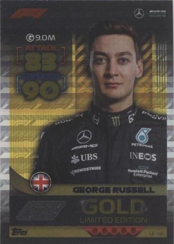 2022 Topps F1 Turbo Attax LE14G George Russell SP Gold Limited