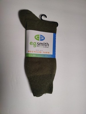 E.G. Smith- Woman's tall socks - olive - recycled yarn- Made in USA **E7**