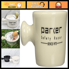 Deluxe Stoneware Apothecary Shaving Mug for 3 Shave Soaps Creams - Handmade I