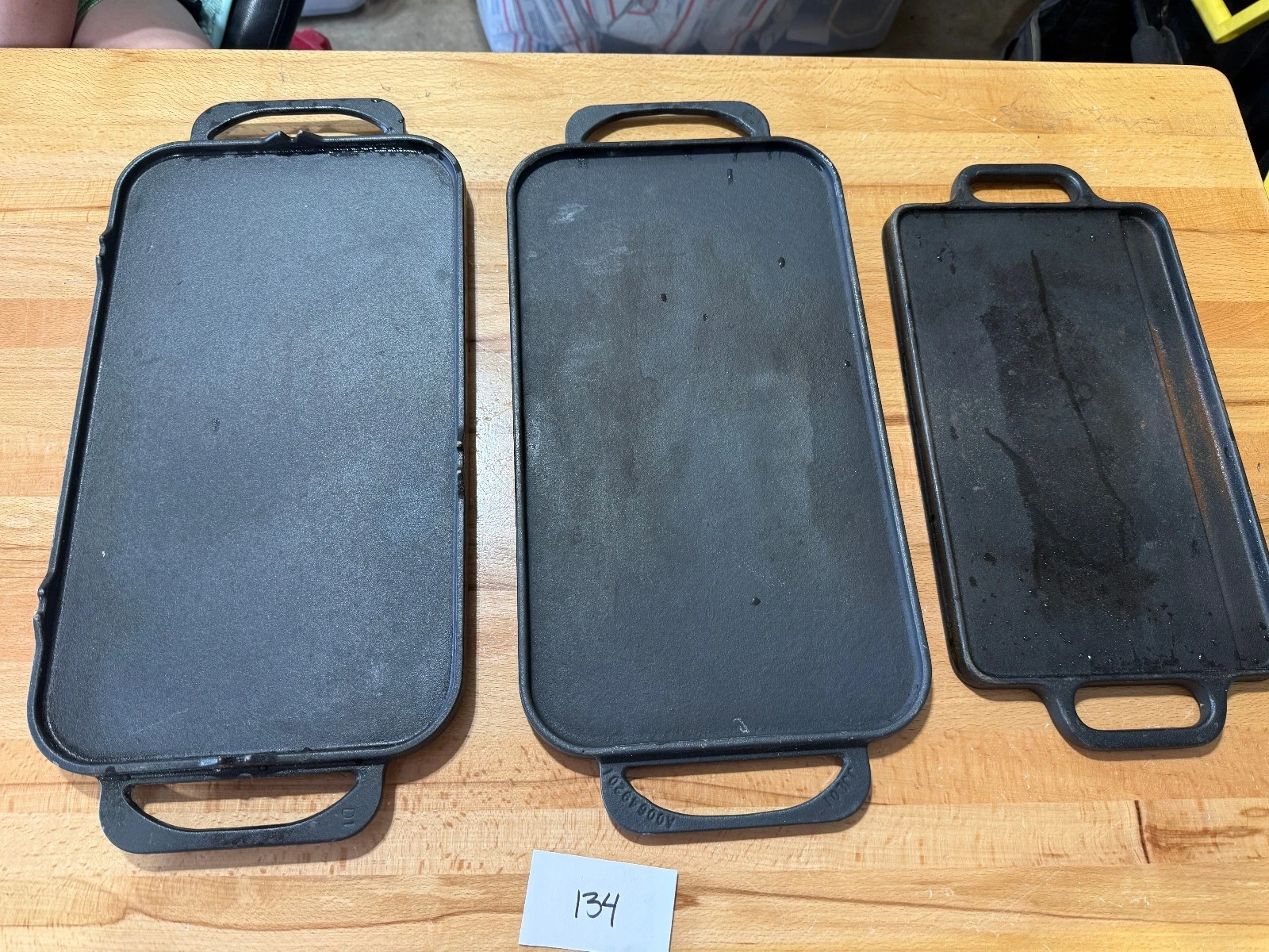 Cast Iron Reversible Griddle Pan Set of 3 (#134)