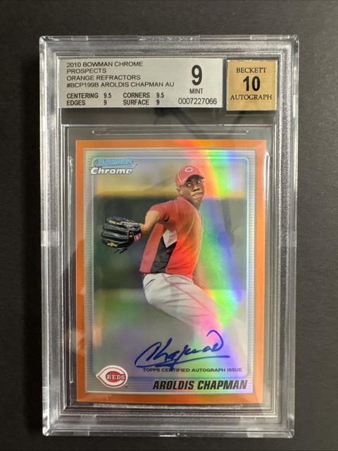 2011 Bowman Chrome Baseball - Aroldis Chapman AUTO / ORANGE 11/25 - BGS 9 - Reds