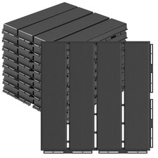Dark Grey Outdoor Deck Tiles 9-Pack - Waterproof Flooring