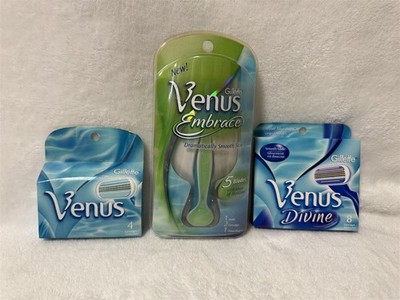 GILLETTE VENUS EMBRACE RAZOR W/ CARTRIDGE & SHOWERPOD + 12 REFILL CARTRIDGES