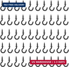 50pcs 1/2 Inch Cup Hooks - Black, Nickel Plated Metal Screw-in Ceiling Hooks