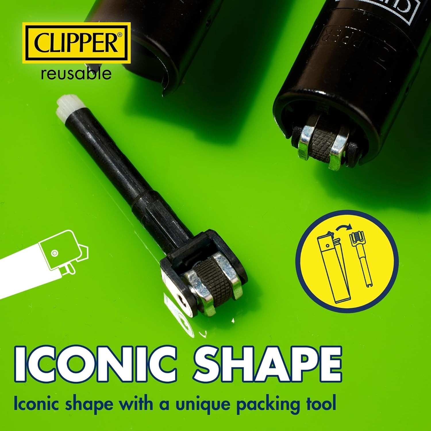 Clipper Metal Lighter - Refillable, Includes Case. ICY Style Butane Lighters