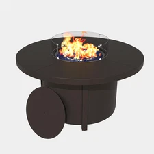 Propane round Fire Pit Table 48In, 40,000 BTU Auto-Ignition round Gas Fire Pits,