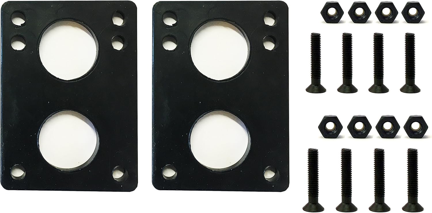 Riser Pads 12mm (1/2 ") Black W/skateboard Screws Hardware