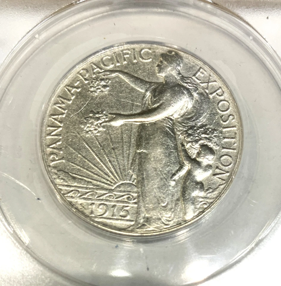 1915 S Panama Pacific  Half Dollar  - ANACS slabbed AU 50   LOW MINTAGE & RARE - Image 3 of 4