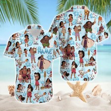 Moana And Maui Hawaiian Button Down Shirt Unisex Adults S-5XL
