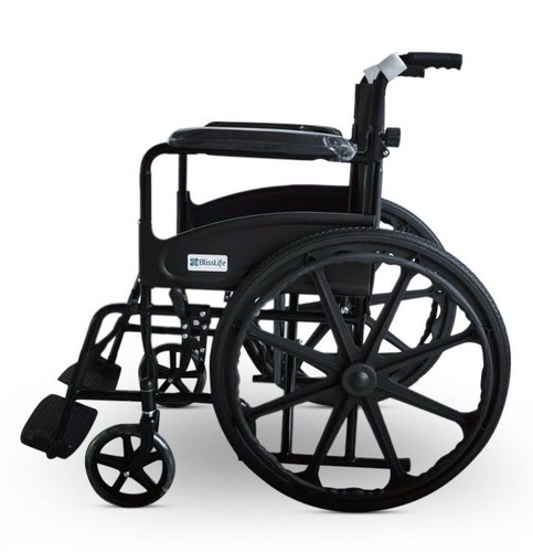 Self Propelled Wheelchair Folding Black Lightweight Foldable Manual Wheel Chair - Picture 2 of 9