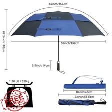 G4Free 62" Navy Golf Umbrella Windproof Vented Double Canopy