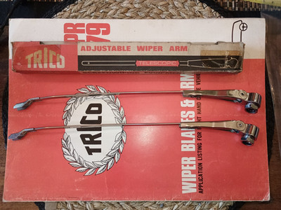 2 x VERSTELLBARE NEW OLD STOCK TRICO EDELSTAHL SCHEIBENWISCHERARME 9'' - 10,5''