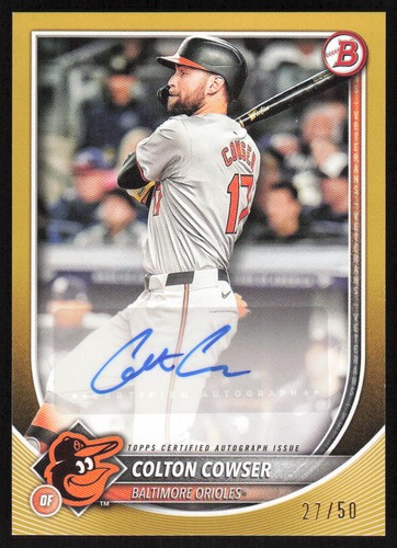 2025 Bowman Rookies Veterans Autographs Gold Colton Cowser /50 Baltimore Orioles - Picture 1 of 2