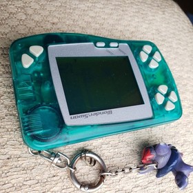 Bandai WonderSwan Skeleton Clear Green Frozen Mint Console with Keychain Tested