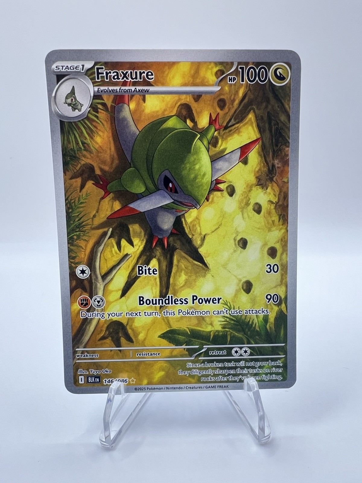 Pokemon Fraxure 146/086 Black Bolt Illustration Rare Holo