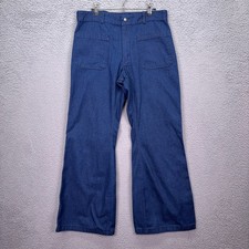 VTG Seafarer Jeans Mens 32x31 Blue Utility Trousers Denim Bell Bottom Pants