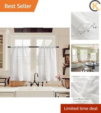 Window Treatment Short Semi Sheer Curtains 36 Inches Long Rod Pocket Farmhous...