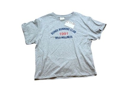 Wilo the Label Bondi Running Club T Shirt Gray Short Sleeve Womens Size Medium