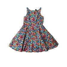 Polo by Ralph Lauren Girls Multicolor Floral Print Cotton Flowy Dress Size 16