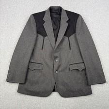 Circle S Blazer Mens 44R Gray Suede Yoke Sport Coat Western Two Button USA Made