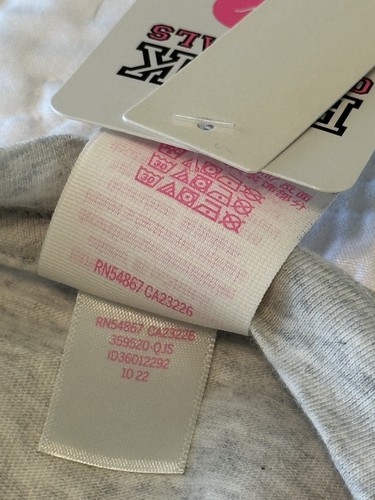 Victoria’s Secret Love Pink, Long Sleeve Gray Campus T-Shirt, LG, New W Tag  - Picture 10 of 10