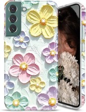 Galaxy S22 Case Slim Shockproof TPU Soft Cover with Sparkle Glitter Flower Desig