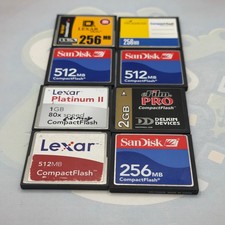 LOT of 8 Compact Flash Cards - Various Sizes - Various Brands - GC825