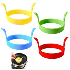 Silikon Pancake Form Eierform Set 4 Stück, antihaft, 8 cm, bunt