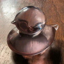 Vtg Glass Duck Purple Paper Weight