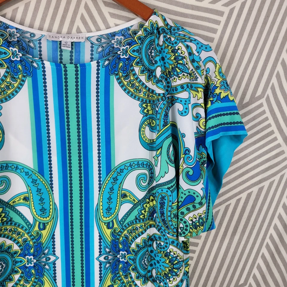 Vestido Sandra Darren tamanho 12 carreira festa profissional elástico azul turquesa  - Imagem 3 de 4