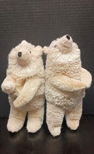 Pair Of Pier 1 Bristle Polar Bears 12" Boho Nature 