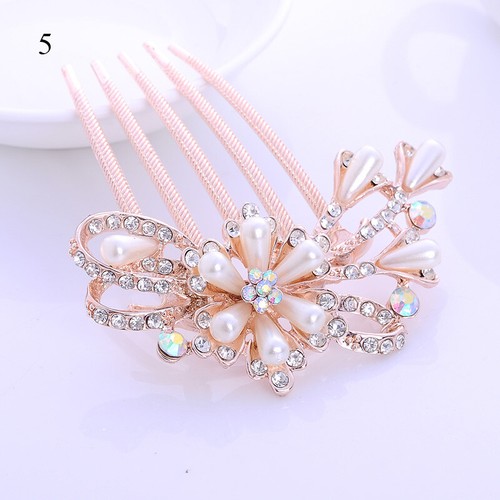 Womens Rhinestone Crystal Wedding Flower Hair Comb Clip Hairpin Bridal Jewellery - Picture 32 of 40