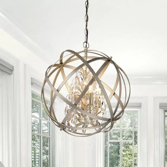 4 Light Statement Globe Chandelier with Crystal Accents eBay