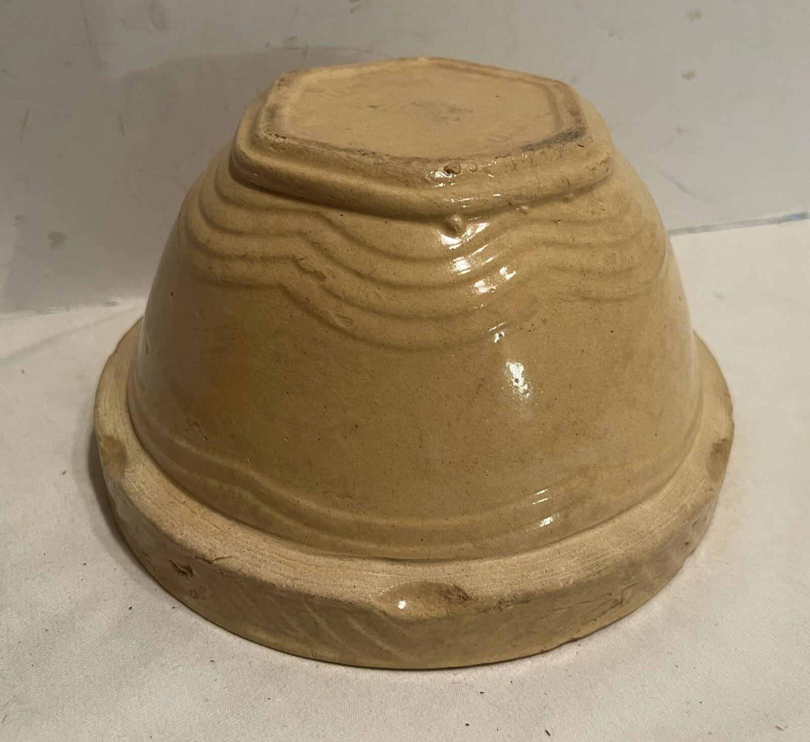 Antique USA 104 Yellow Ware Stoneware Art Deco Batter Mixing Bowl Primitive