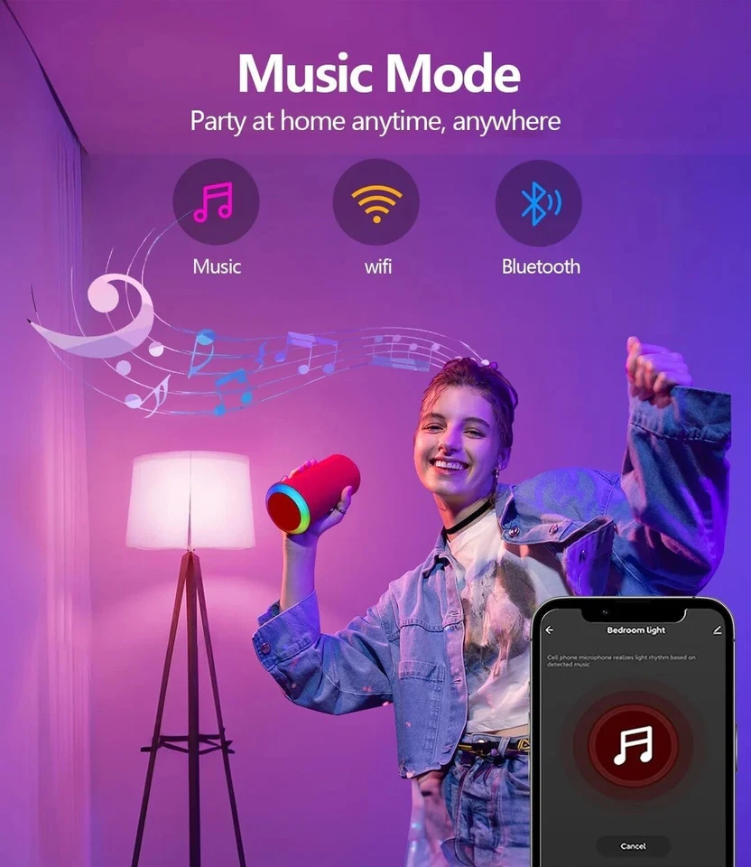4x Keepsmile B22 Smart Light Bulbs, 10W WiFi Bluetooth Music Sync Color Changing - Image 3 of 4