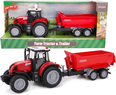 Toyland  37cm roter Traktor & Anhänger mit Licht & Sound (TL60)